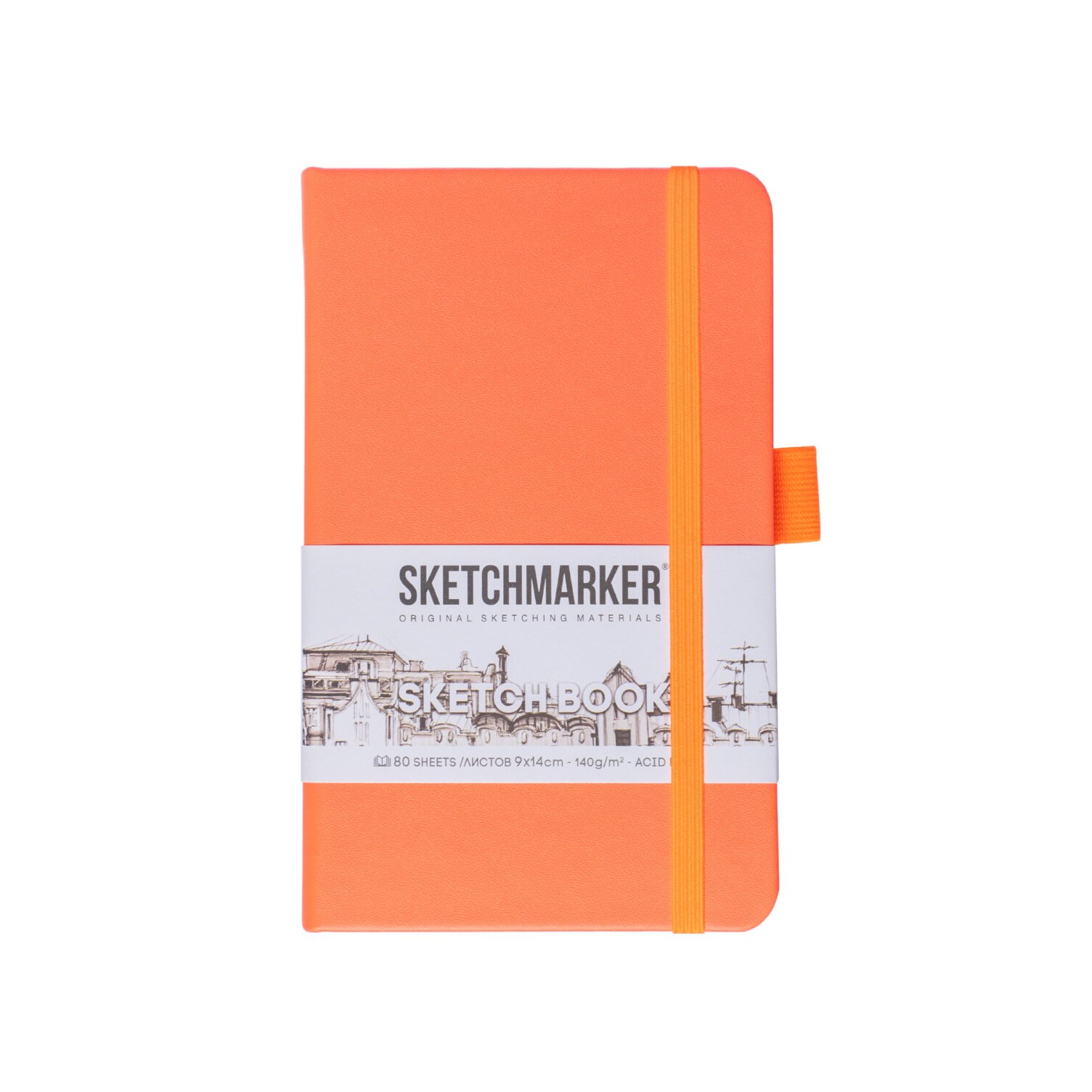 

Скетчбук 9*14 80л "Sketchmarker" неоновый коралл, 140г/м2, слоновая кость, тв.обл.