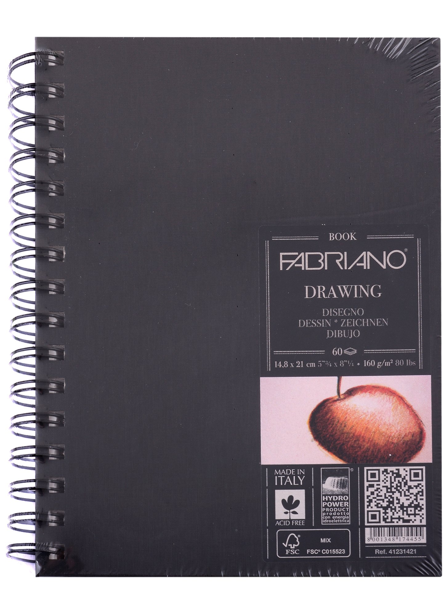 

Блокнот для зарисовок 14,8*21см 60л "Drawingbook (портрет)" спираль, 160г/м2, Fabriano
