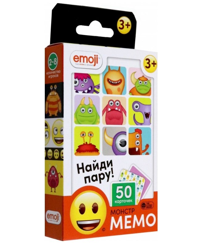 Эмоджи Настольная игра Мемо черная Монстры 399₽