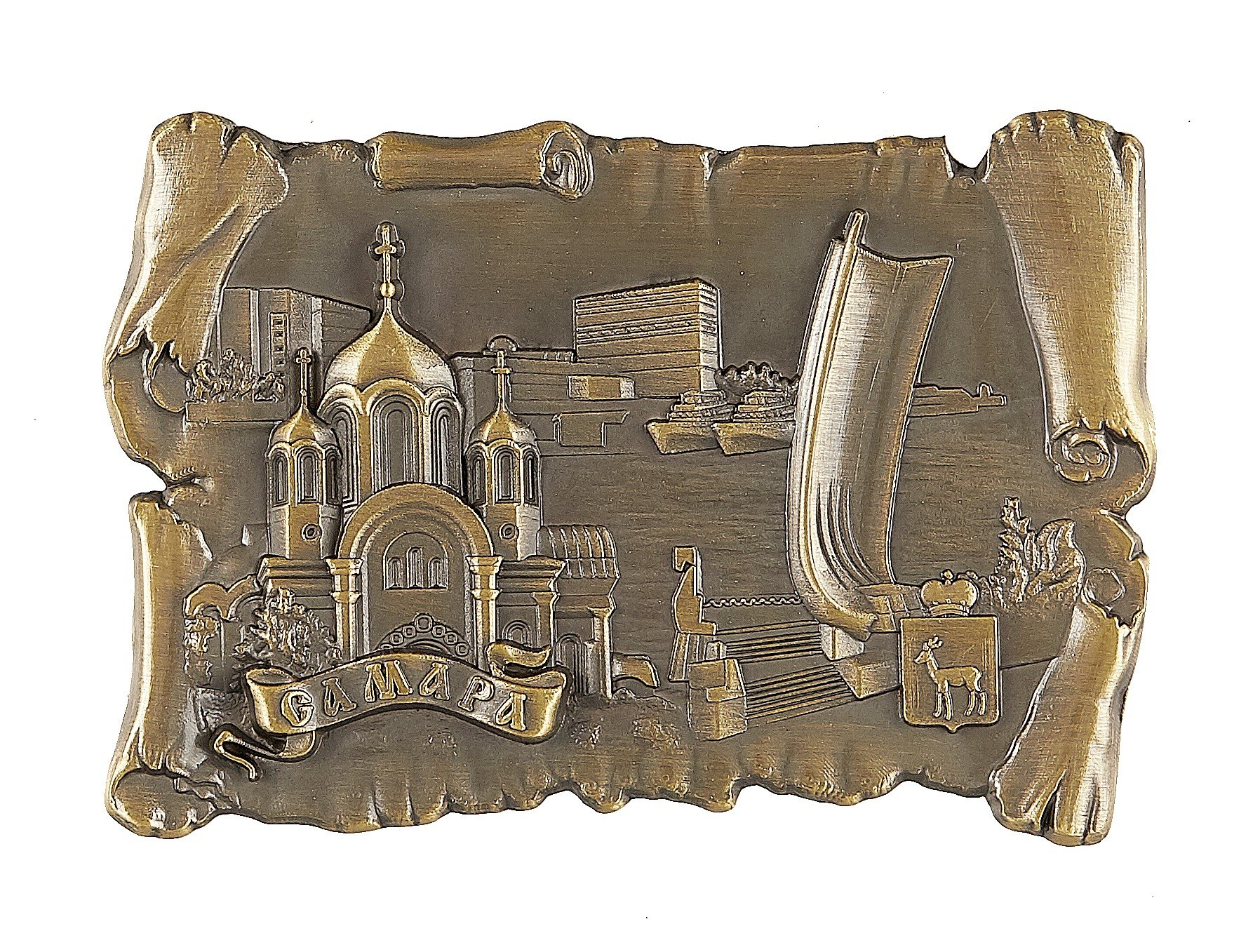 

Магнит-свиток Самара.Собор-Ладья.Коллаж (металл) (цв.бронза) (027-2BR-55K9 )