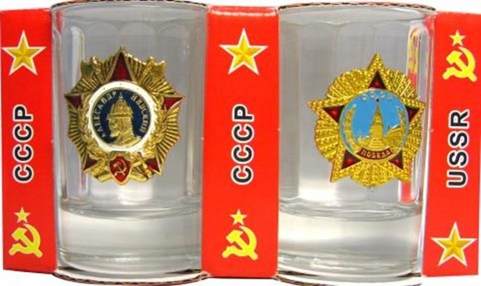 

Сувенир, АКМ, Набор стопок Ордена с мет.знач 2шт., стекло CT-M-34-2