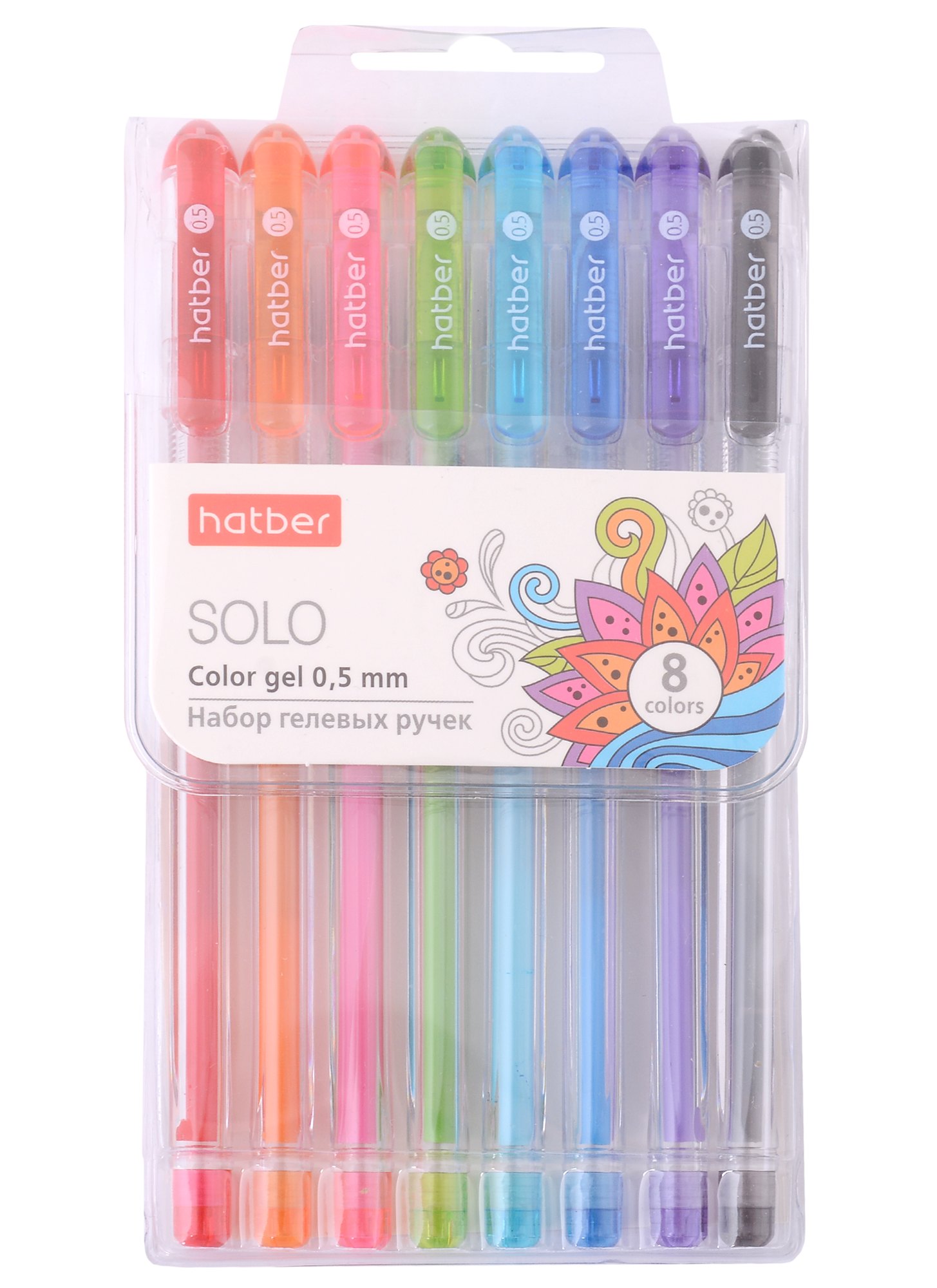 

Ручки гелевые Hatber, Solo ColorGel, 8 цветов 0,5 мм