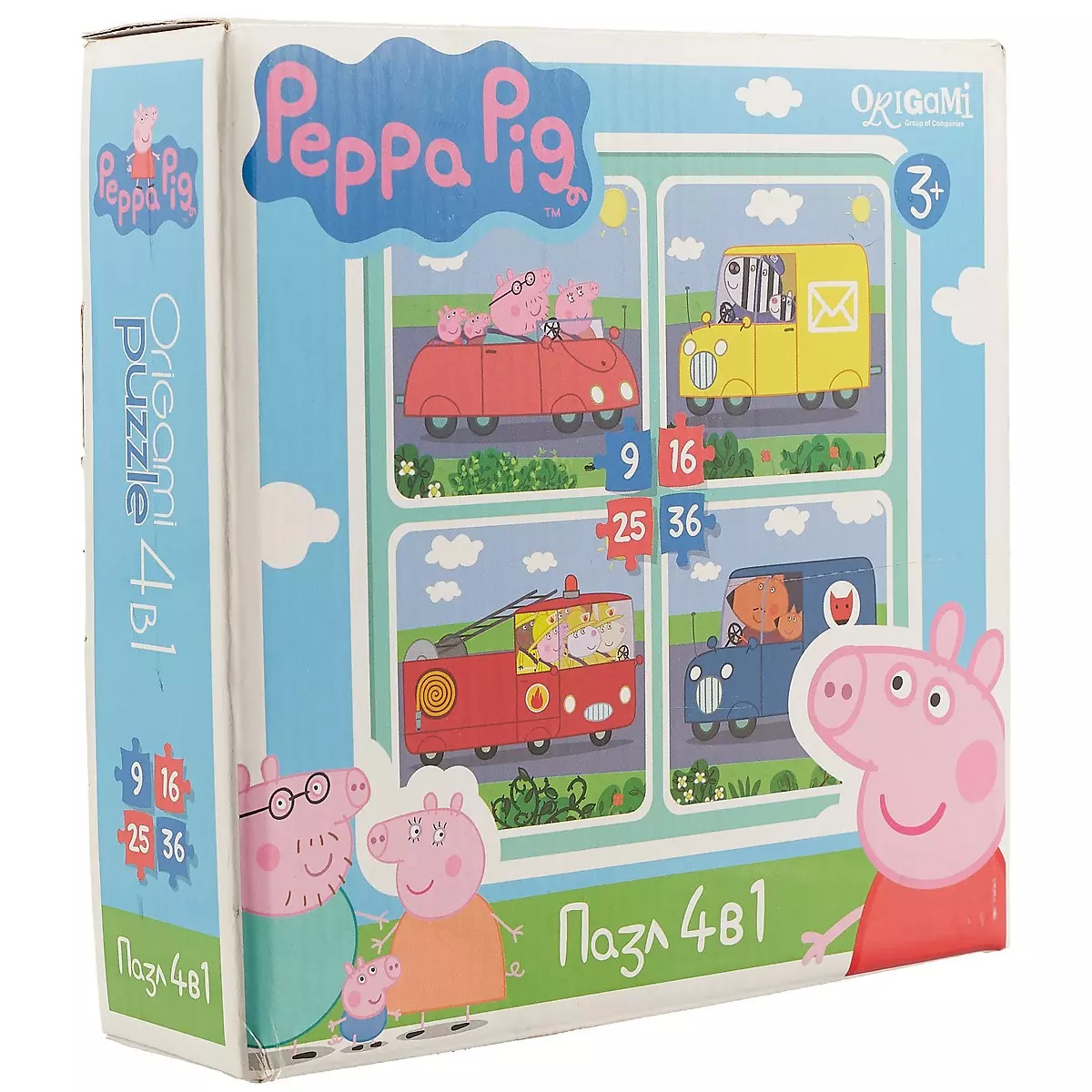 

Пазл Оригами 4в1 9-16-25-36эл Peppa Pig Транспорт 01597