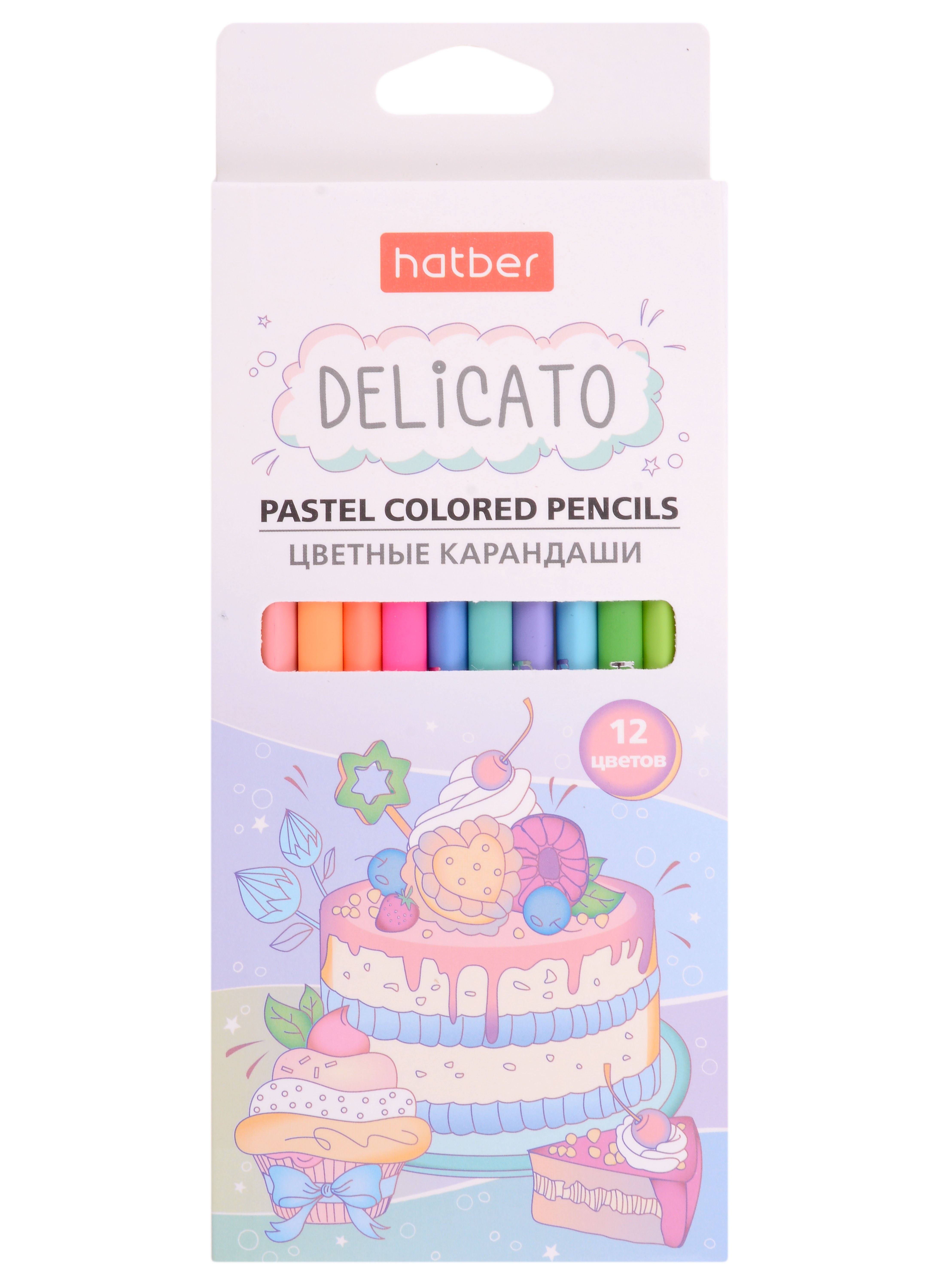 

Карандаши цветные Hatber, Delicato, пастельные 12 цветов