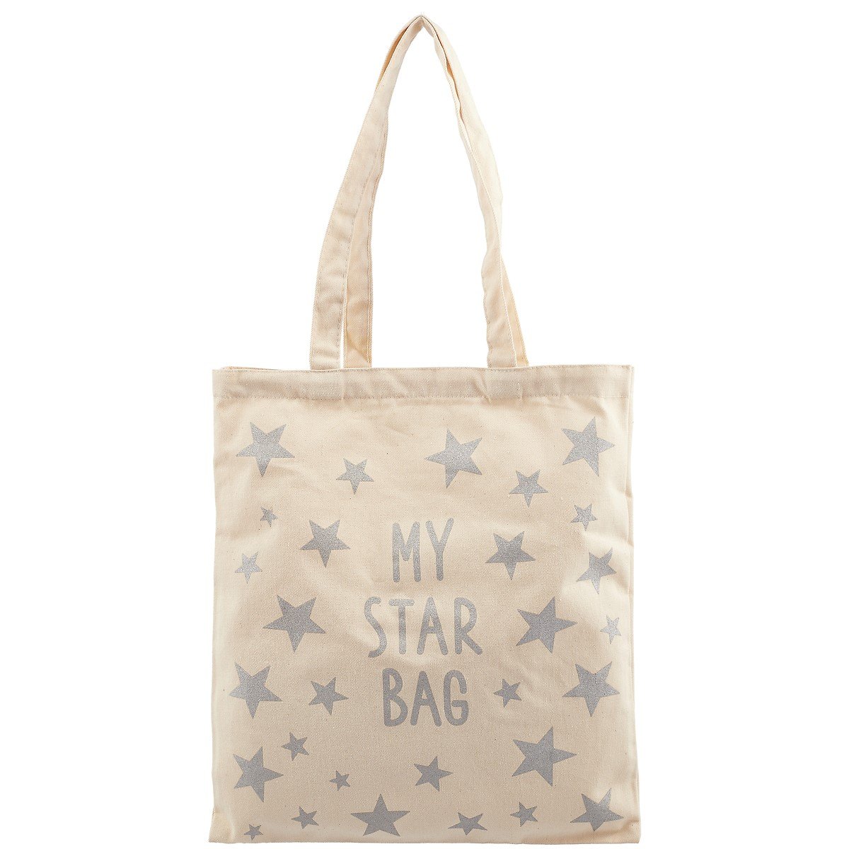 

Сумка-шоппер My star bag бежевая, текстиль, глиттер-серебро, 40*32/35см СК2020-36