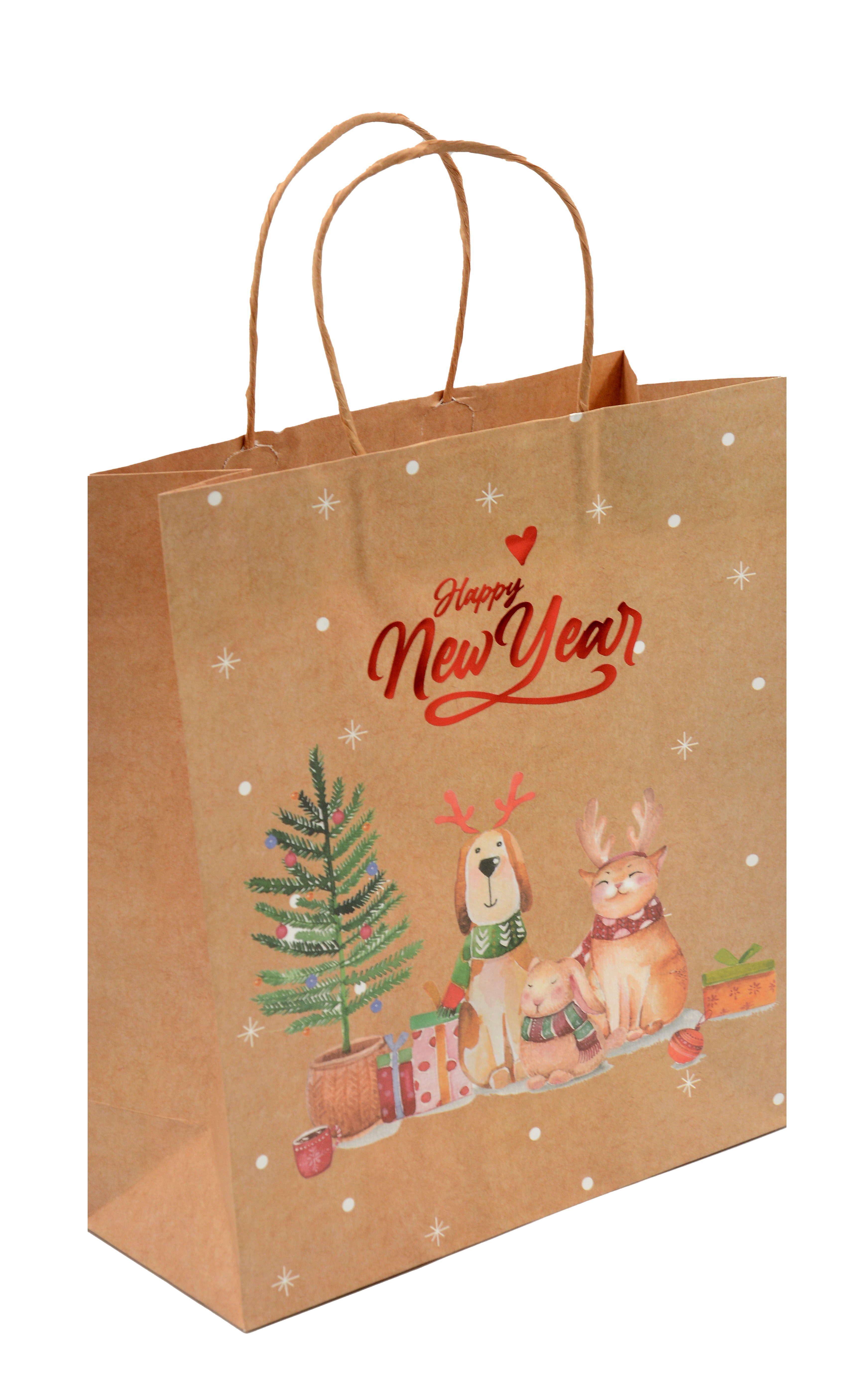 

Пакет А4 32*26*12 "Happy New year" НГ, крафт