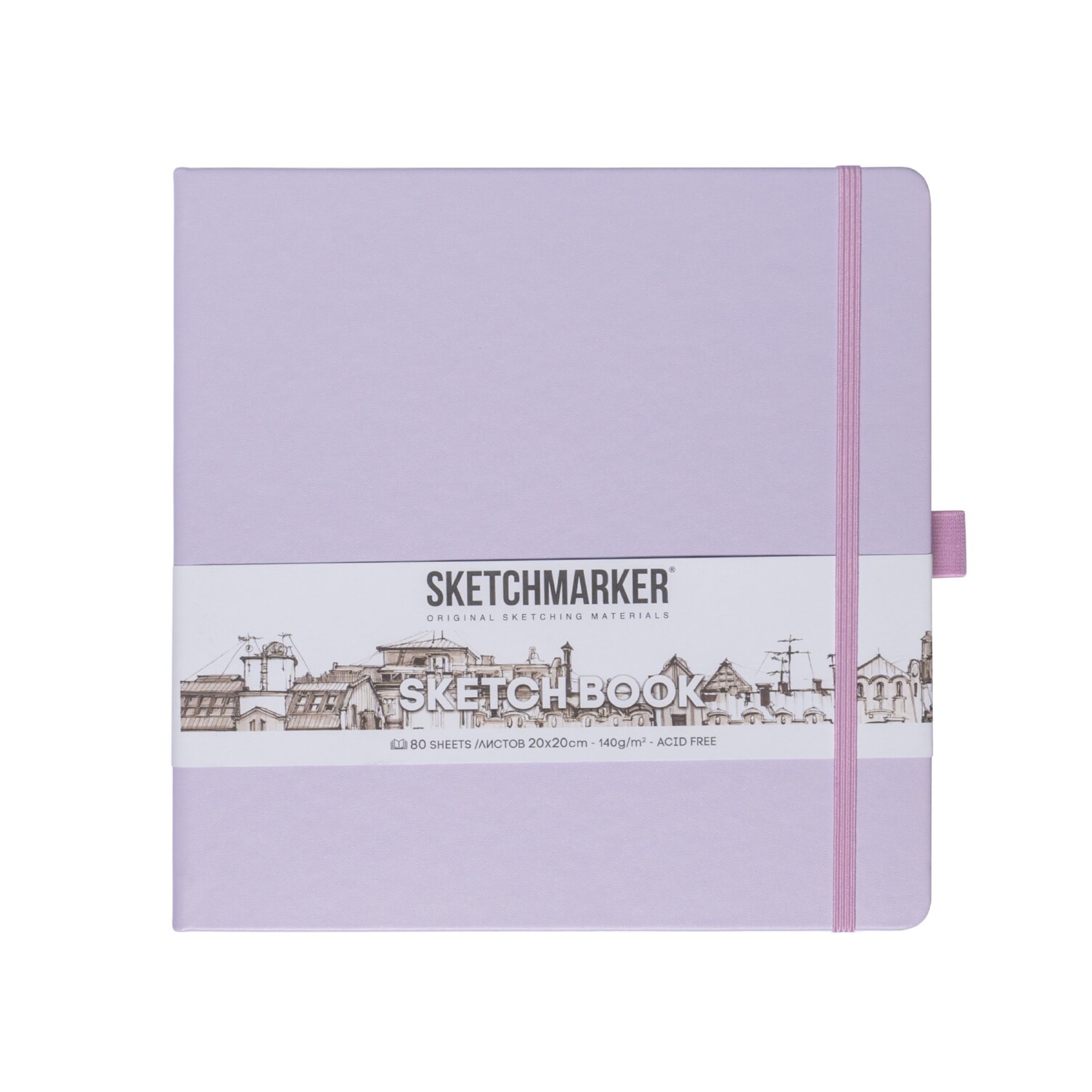 

Скетчбук 20*20 80л "Sketchmarker" фиолетовый пастельный, 140г/м2, слоновая кость, тв.обл.