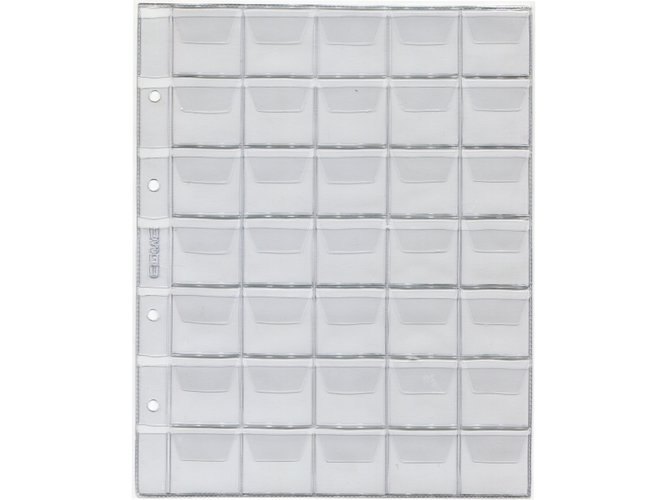 Комплект листов для монет 200х250мм с клапанами на 35 ячеек 35х35мм 5шт КЛМ 35К 248₽