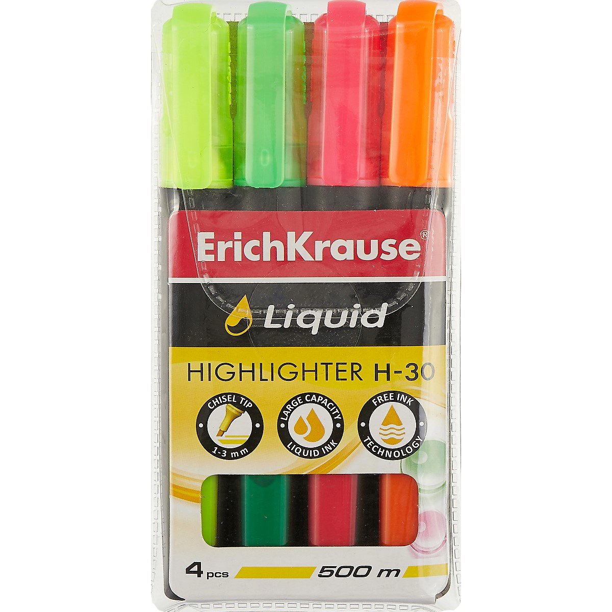 

Текстовыделители Erich Krause, Liquid H-30, 4 цвета 1-3 мм