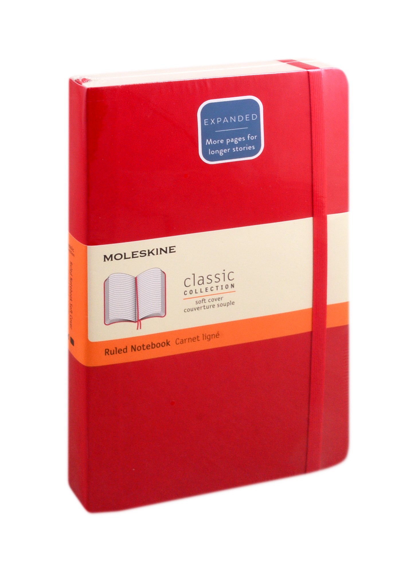 

Книга для записей А5 200л лин. "CLASSIC SOFT EXPANDED Large" мягк.обл., красный, резинка, 2 ляссе, Moleskine