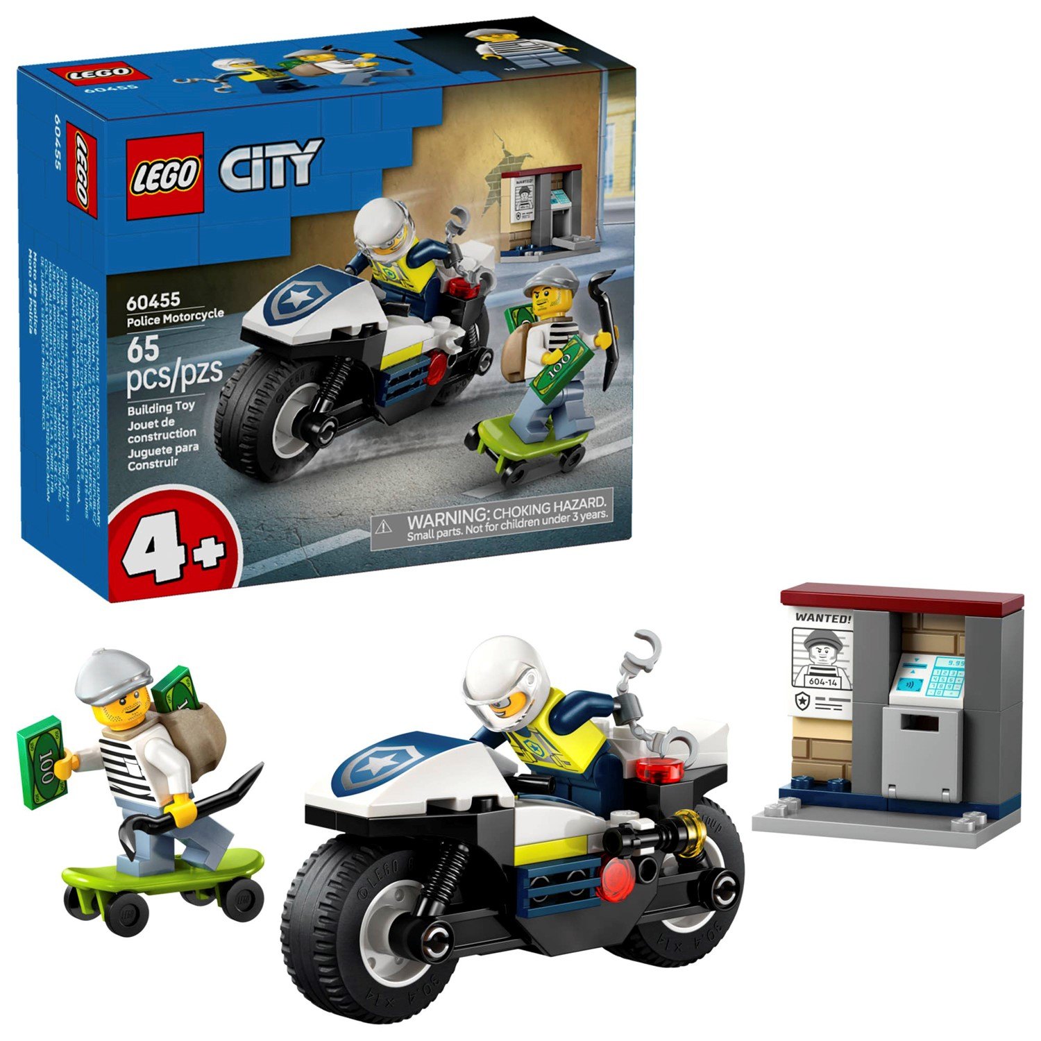 60455 Конструктор детский LEGO City Полицейская погоня на мотоцикле 65 деталей возраст 4 1290₽