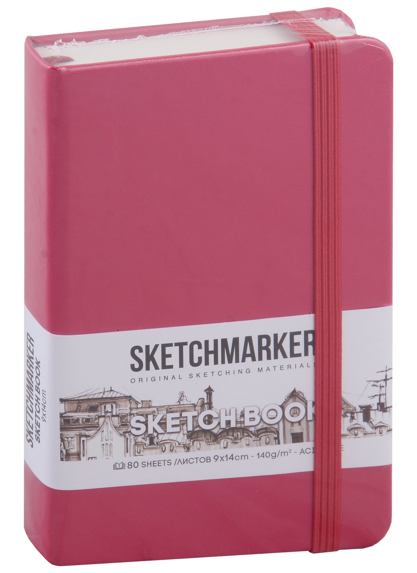 

Скетчбук 9*14 80л "Sketchmarker" фуксия, нелинованн. 140г/м2, слоновая кость, тв.обл.