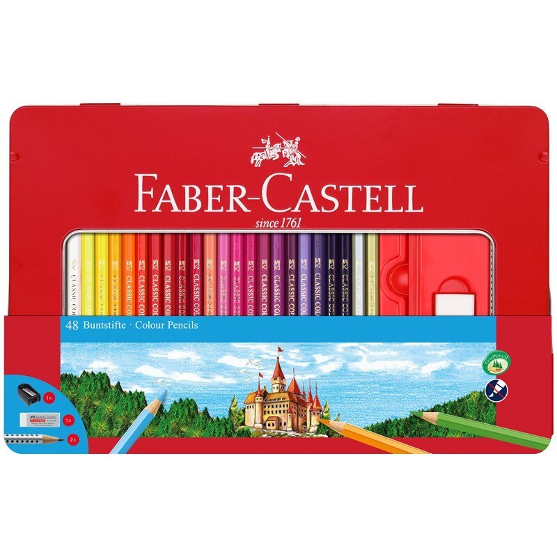 

Карандаши цветные Faber-Castell, 48 цветов с ластиком и точилкой