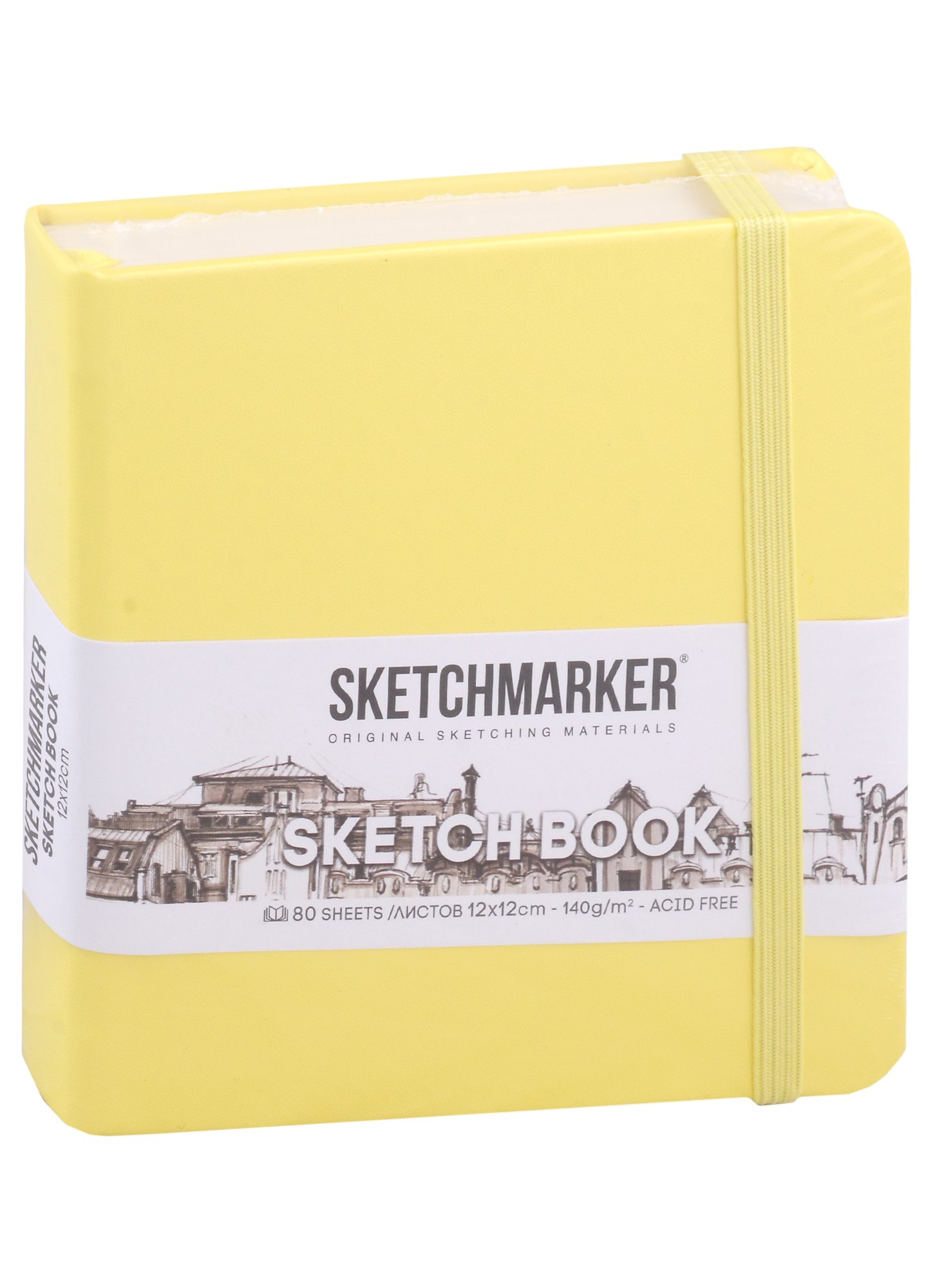 

Скетчбук 12*12 80л "Sketchmarker" лимонный, нелинованн. 140г/м2, слоновая кость, тв.обл.