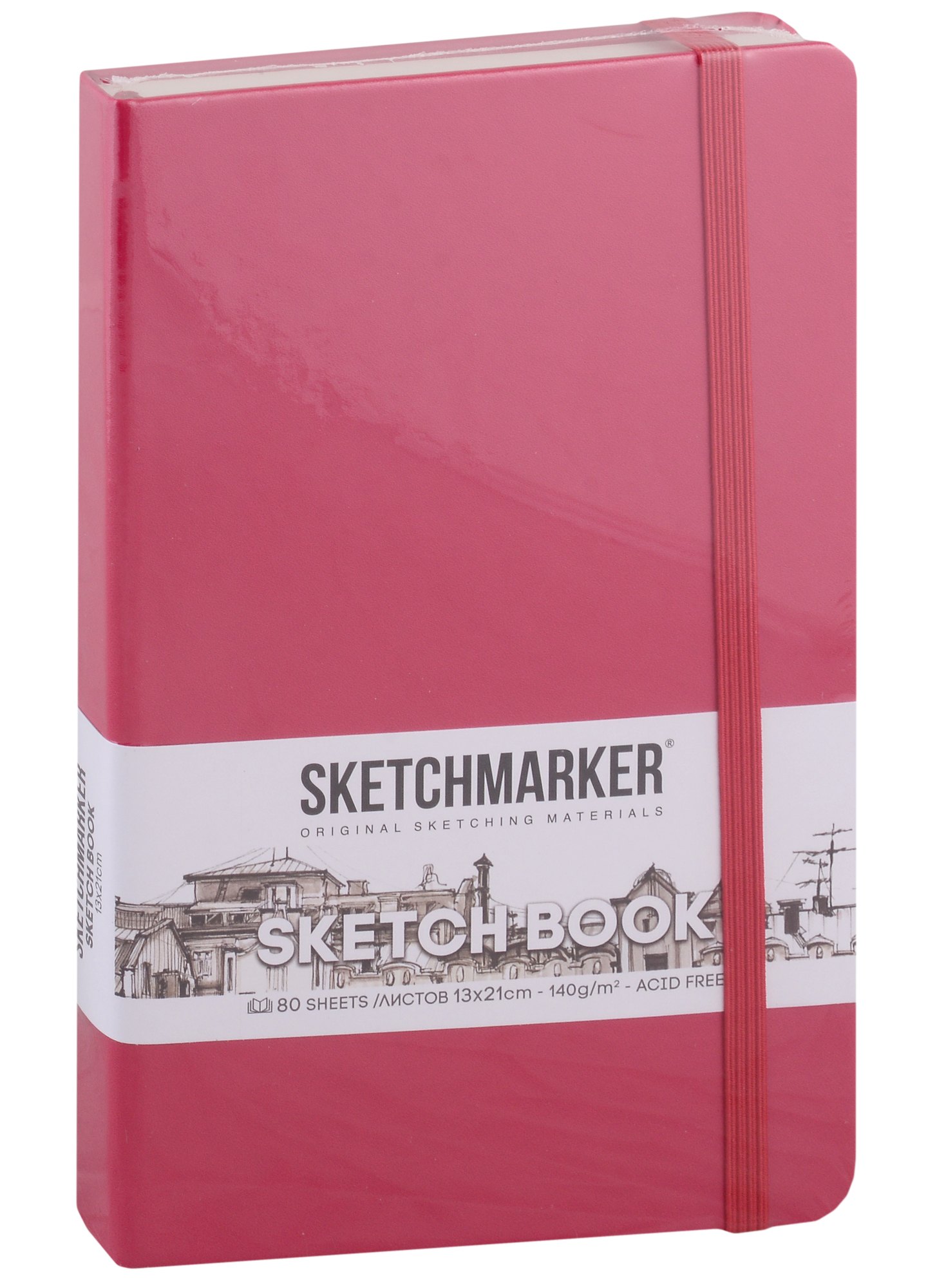 

Скетчбук 13*21 80л "Sketchmarker" фуксия, нелинованн. 140г/м2, слоновая кость, тв.обл.