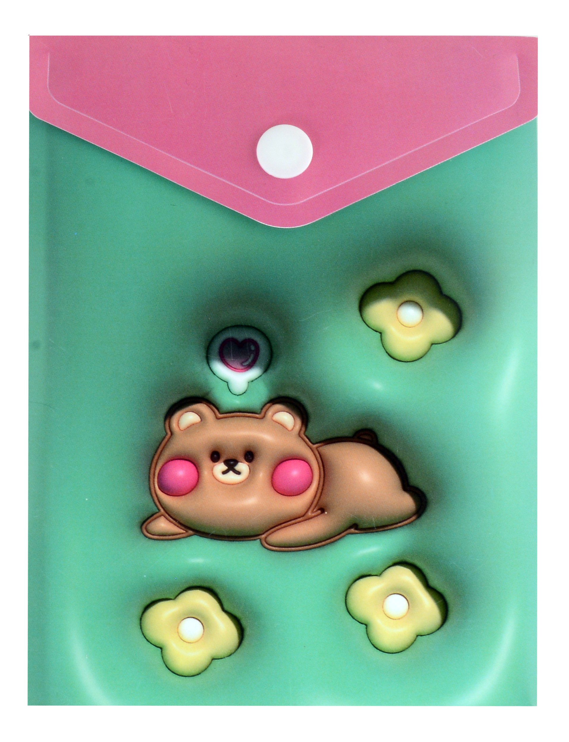 

Папка-конверт А6 на кнопке "Kawaii. Мишка 3D", вертикальная