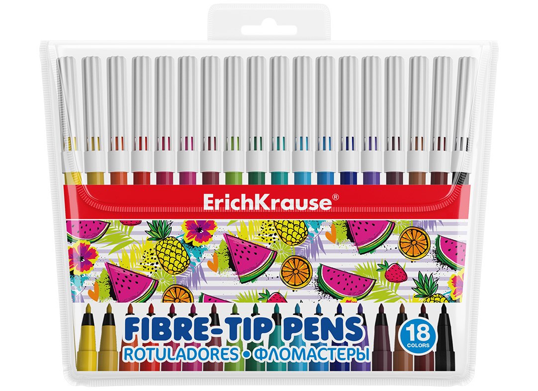 

Фломастеры Erich Krause, Washable, 18 цветов