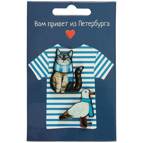 

Набор значок Кот + Чайка