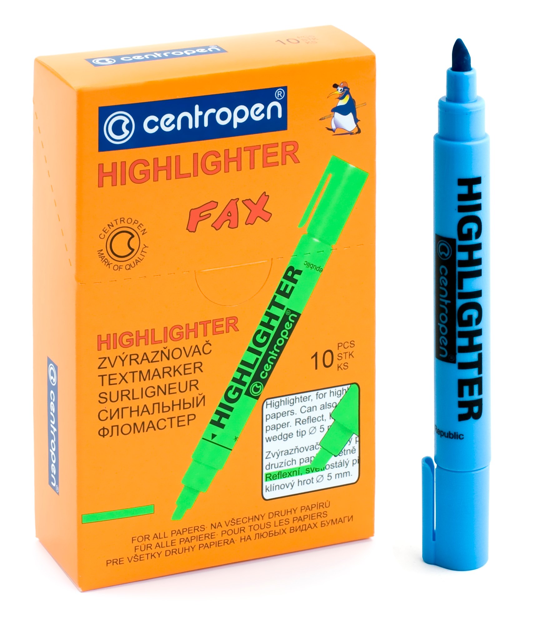 

Текстовыделитель Centropen, Fax, голубой 5 мм