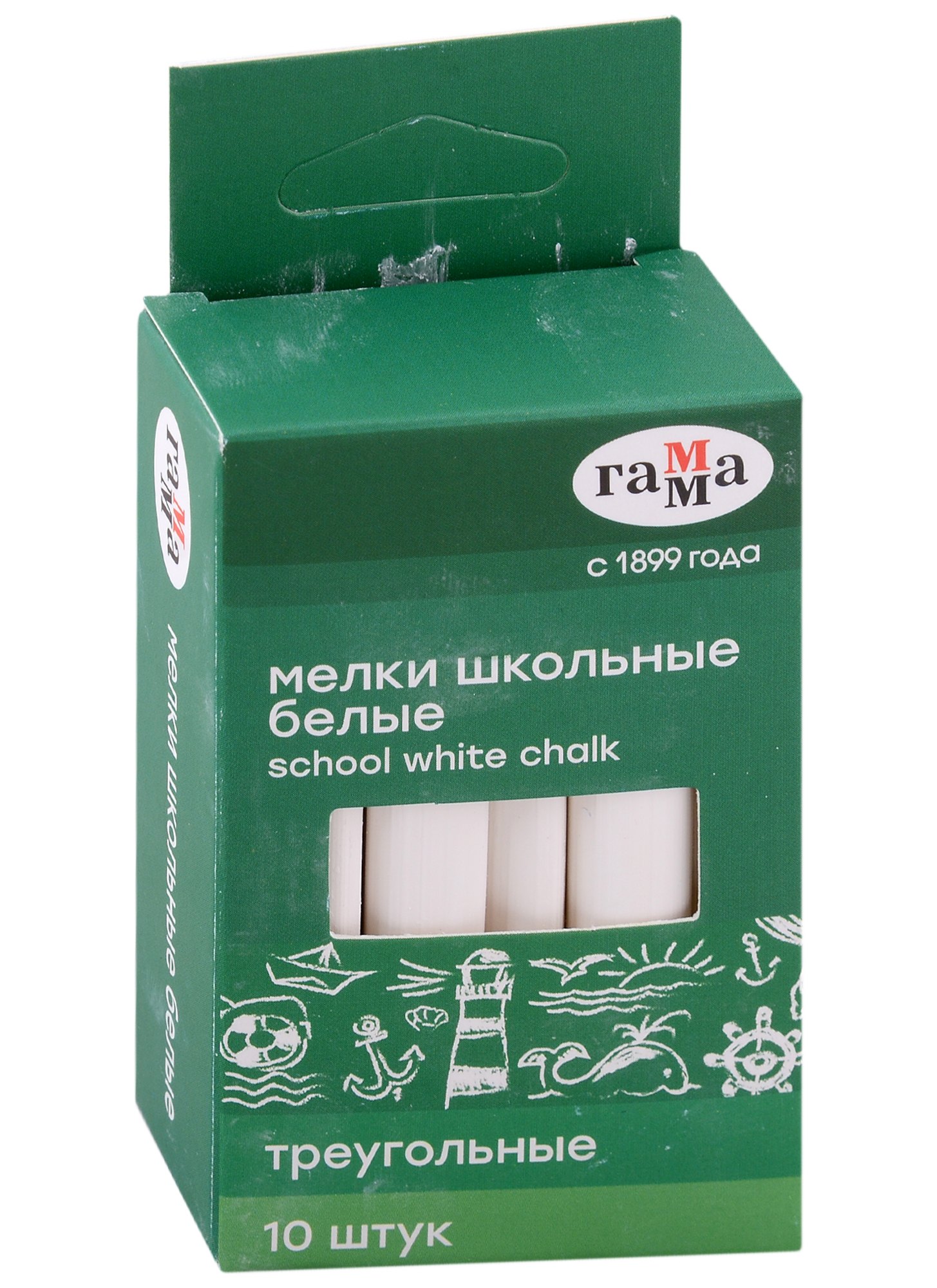 

Мелки белые 10шт, треугольные, к/к, ГАММА