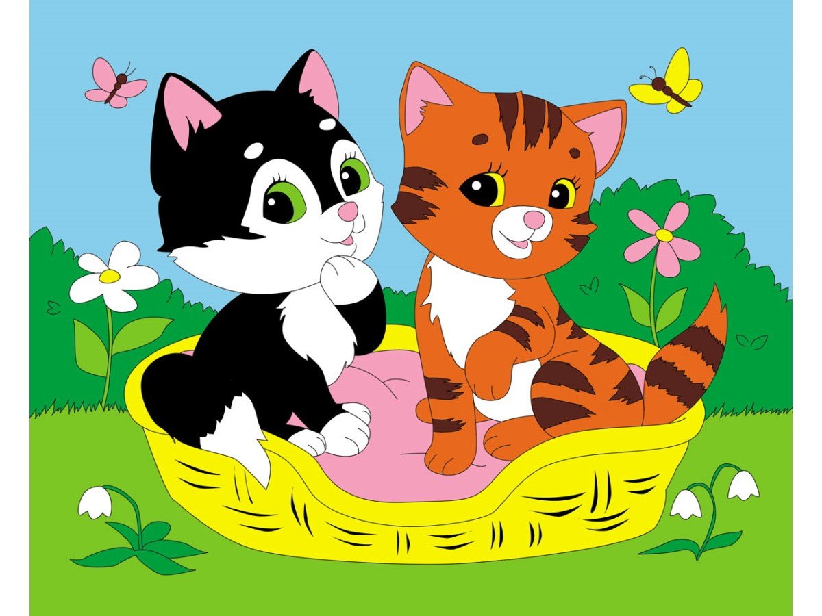 

Холст с красками. Котята в корзине, 20х25 см