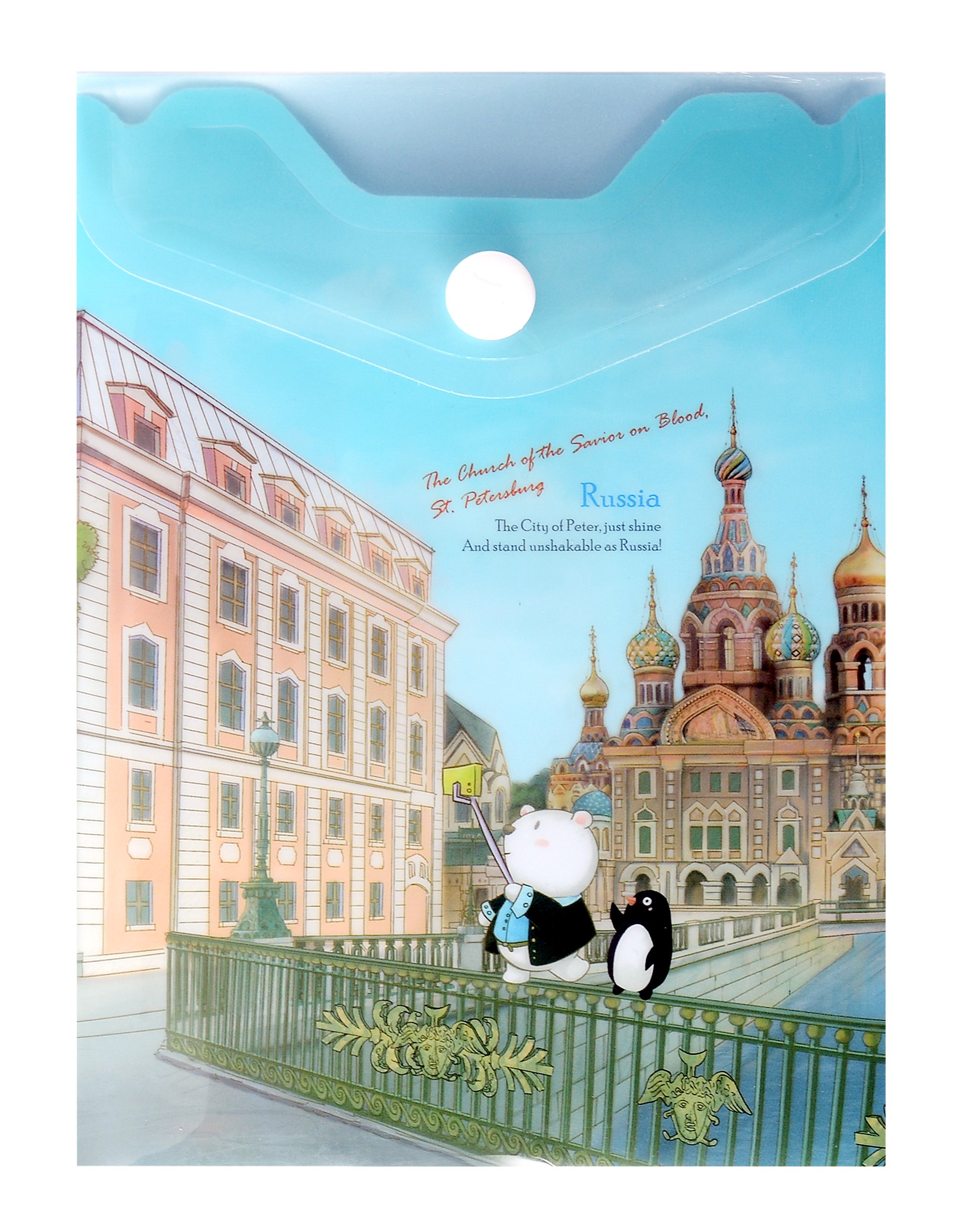 

Папка-конверт А6 на кнопке СПб "Храм Спаса на Крови", вертикальный, пластик, Comix