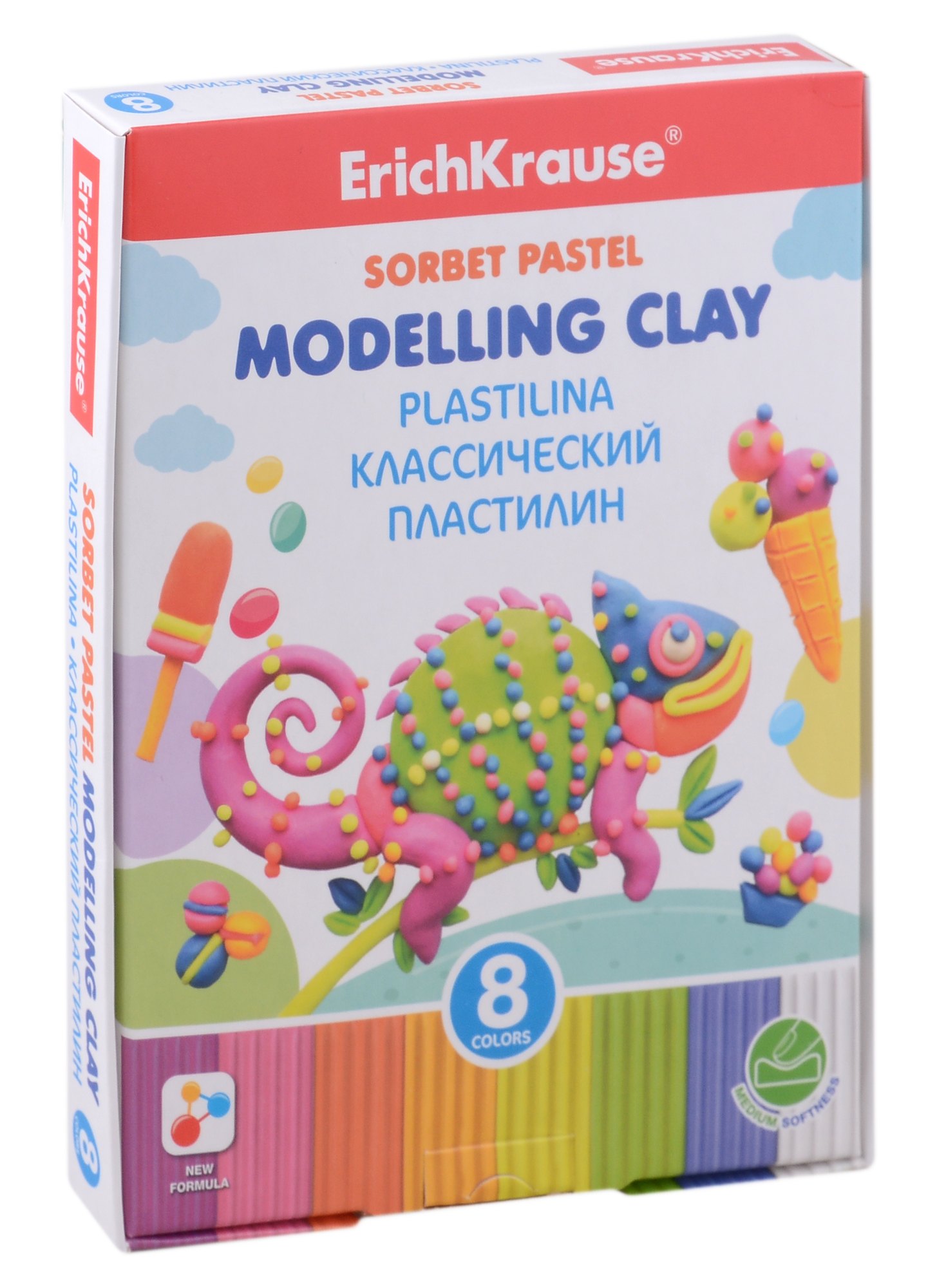 

Пластилин 08цв " Sorbet Pastel" 144гр, стек, к/к, ERICH KRAUSE