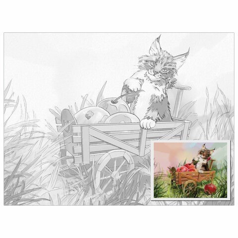 

Холст на картоне с контуром BRAUBERG ART CLASSIC Кот, 30х40см, грунтованный, хлопок, 191549