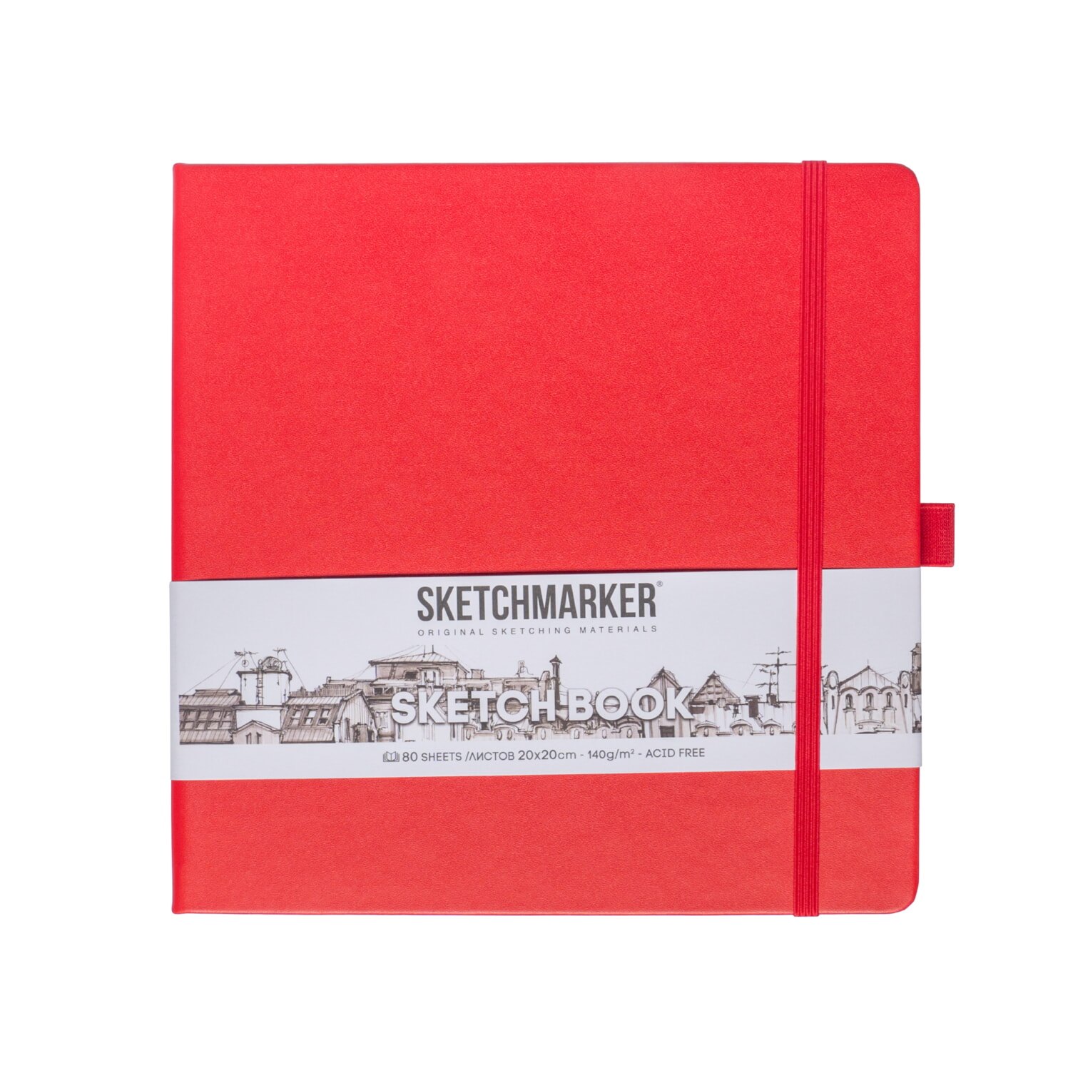 

Скетчбук 20*20 80л "Sketchmarker" красный, 140г/м2, слоновая кость, тв.обл.