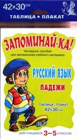 

Запоминай-ка! Русский язык. Падежи. Таблица-плакат. Для учащихся 3-5 классов. Наглядное пособие