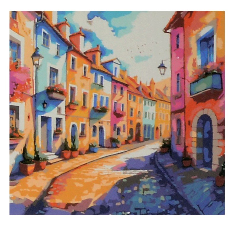 

Холст с красками по номерам "Яркая улица Италии" 40х40 см , 30 цветов
