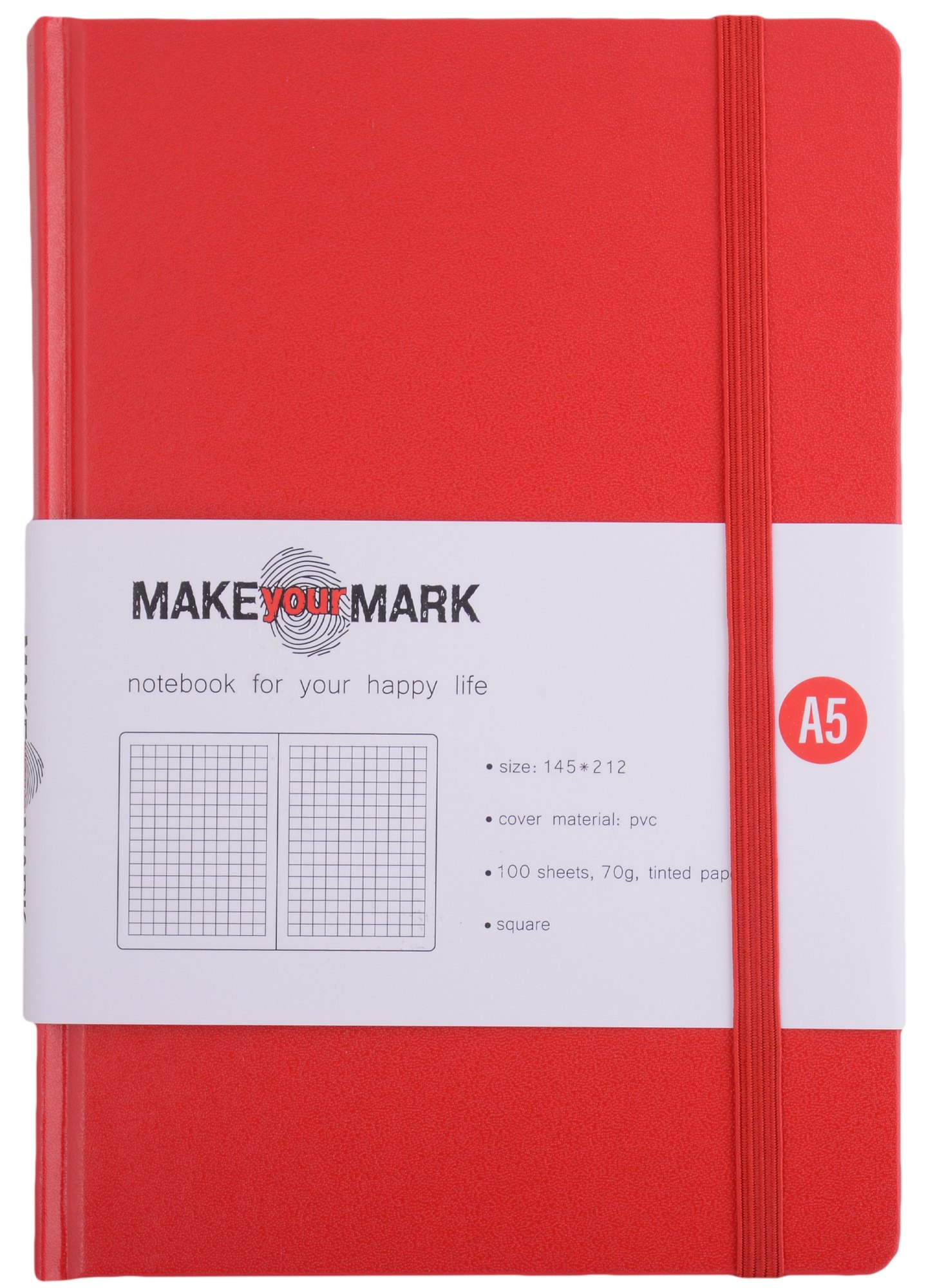 

Книга для записей А5 100л кл. "Make your mark" красн.тв.переплет, тонир.блок, резинка, ляссе, инд.уп.