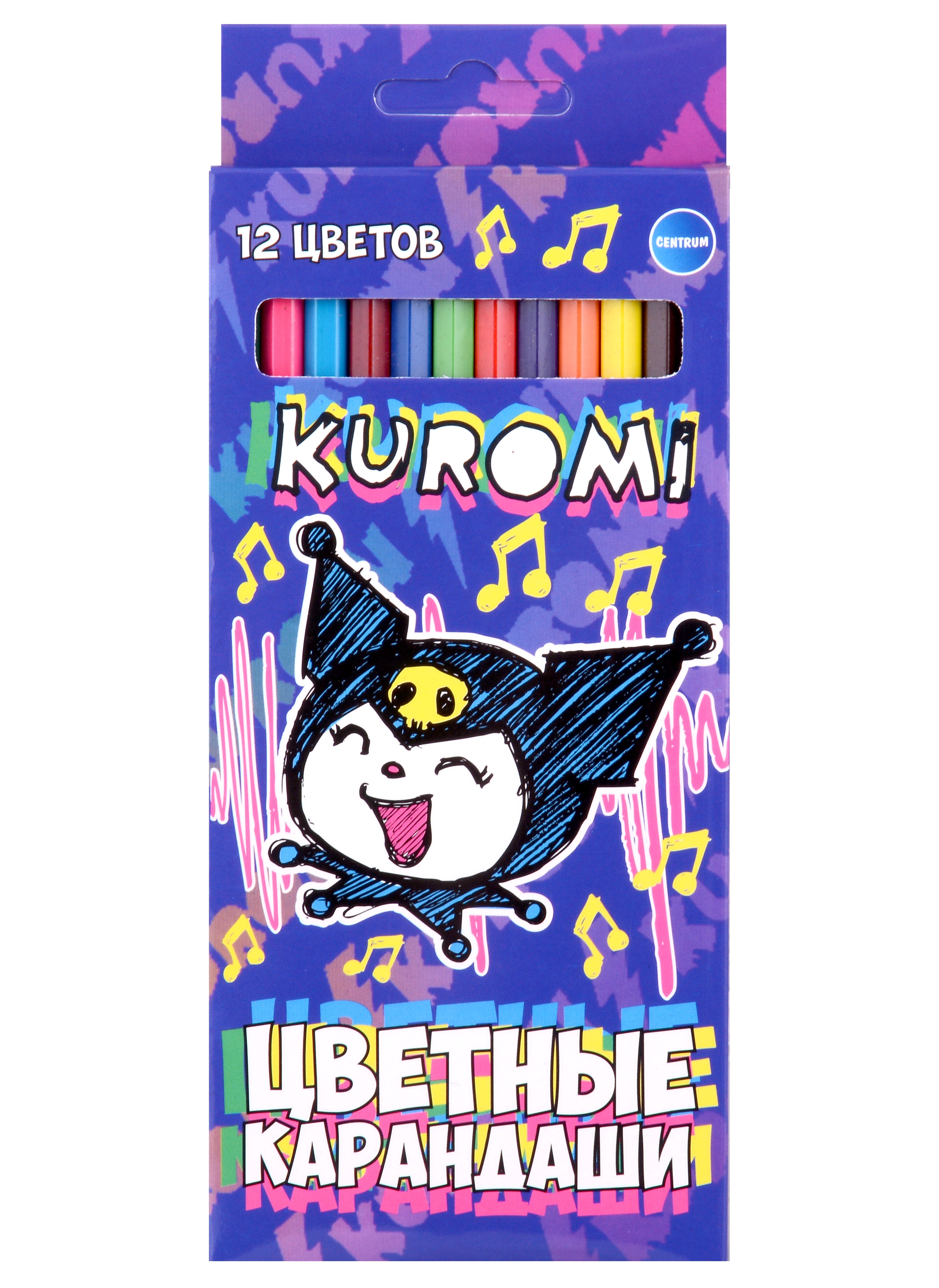 

Карандаши цветные Kuromi, пластиковые 12 цветов
