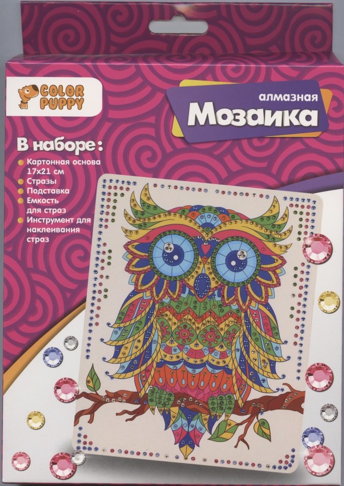 

Набор для творчества Color Puppy Алмазная мозаика «Сова», 17*21см