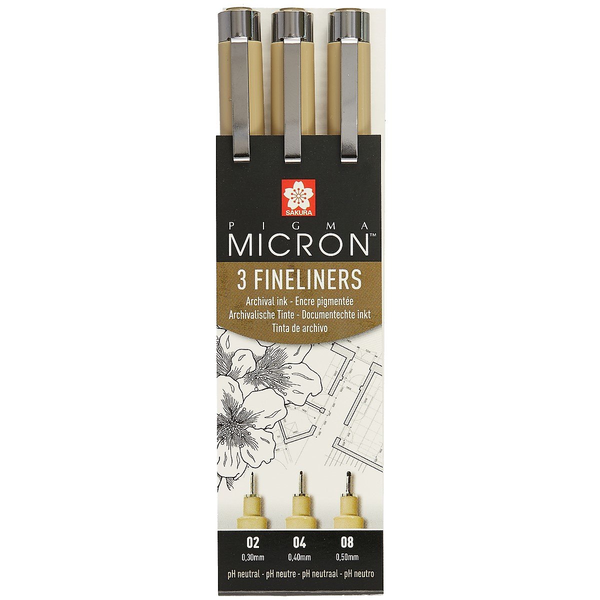 

Ручки капиллярные «Pigma Micron», Sakura, 3 штуки