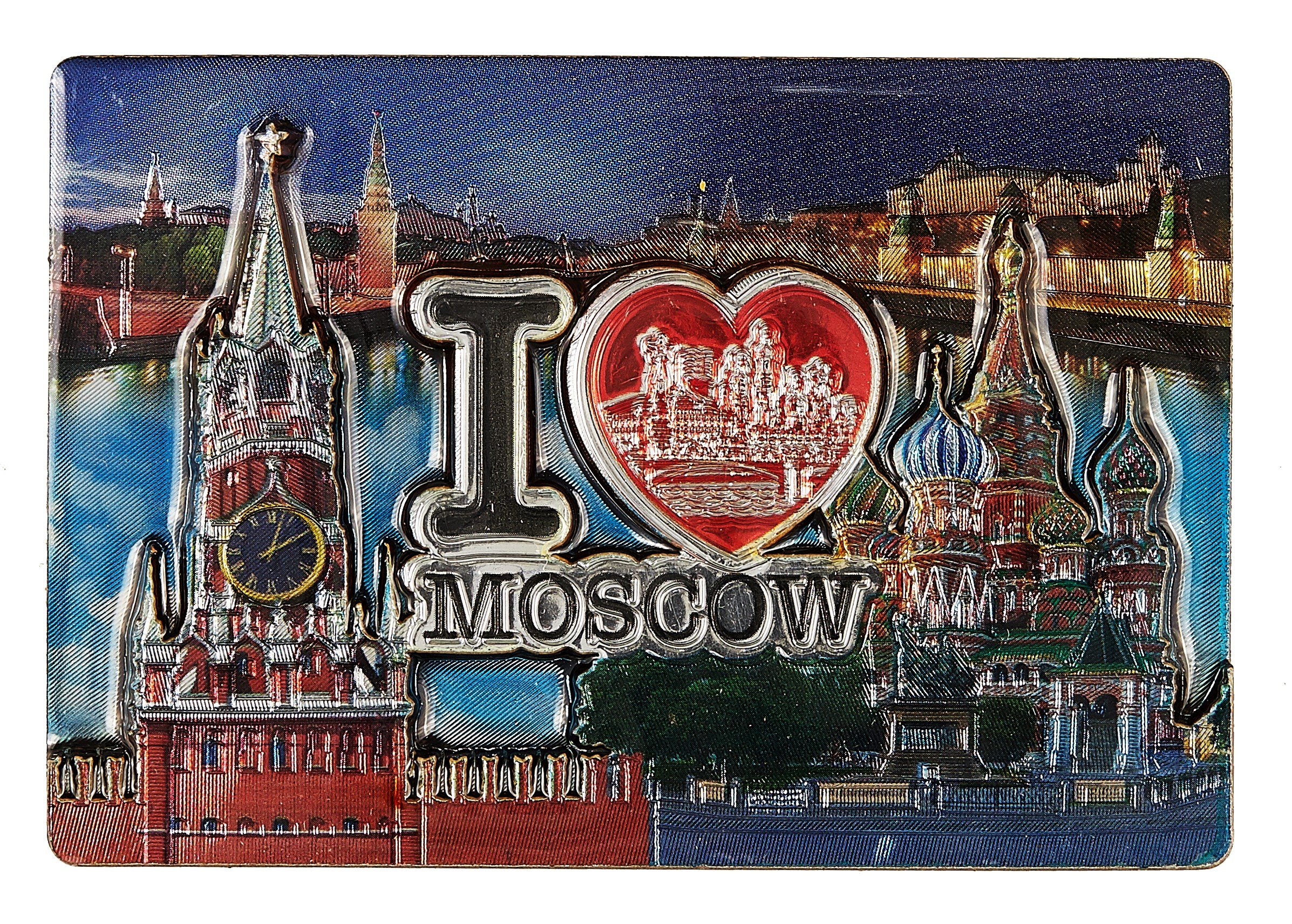 

Магнит двойной фольга под смолой Спасская башня.I love Moscow (025-22-19K13)