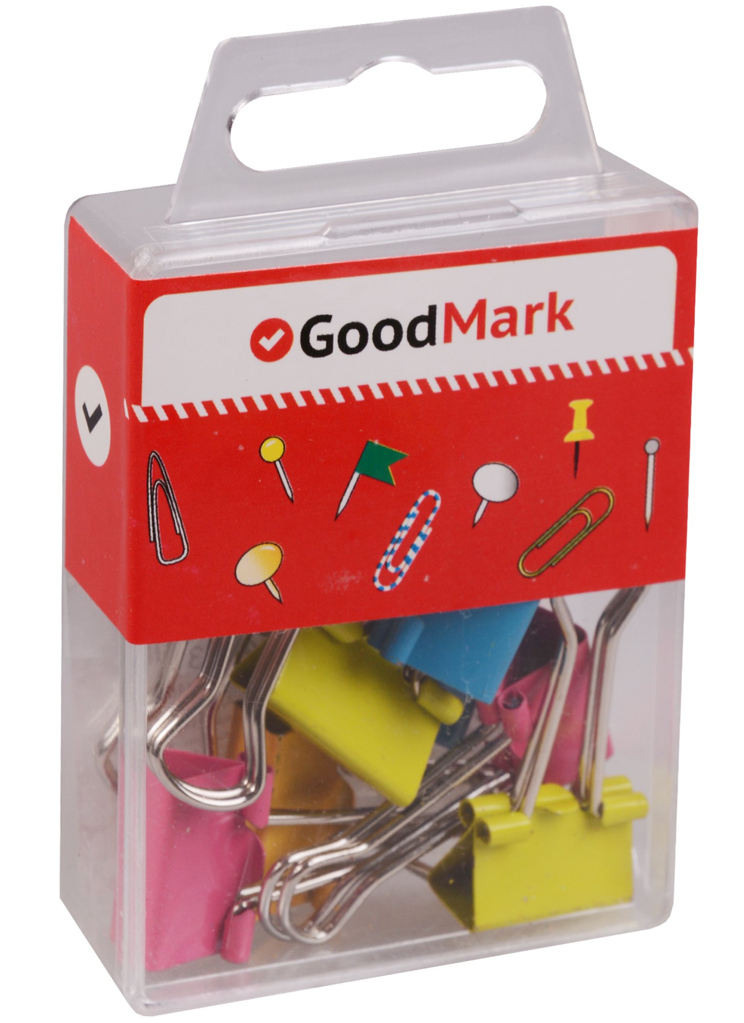 

Зажимы для бумаг 10шт цветные, пл/уп, GoodMark