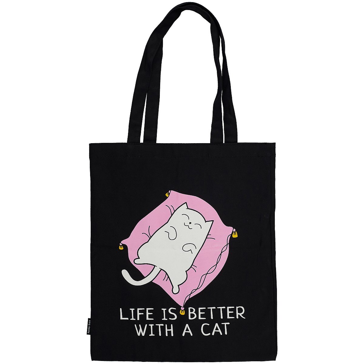 

Сумка-шоппер Life is better with a cat черная, текстиль 40см.*32см.