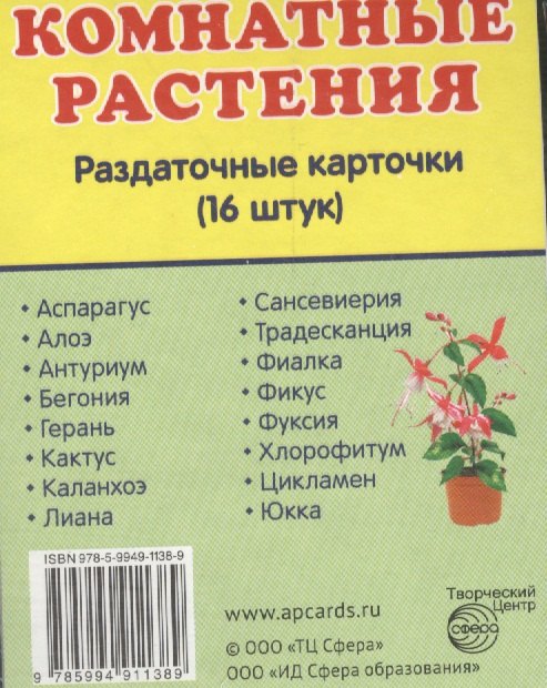 

Дем. картинки СУПЕР Комнатные растения.16 раздаточных карточек с текстом (63х87мм)