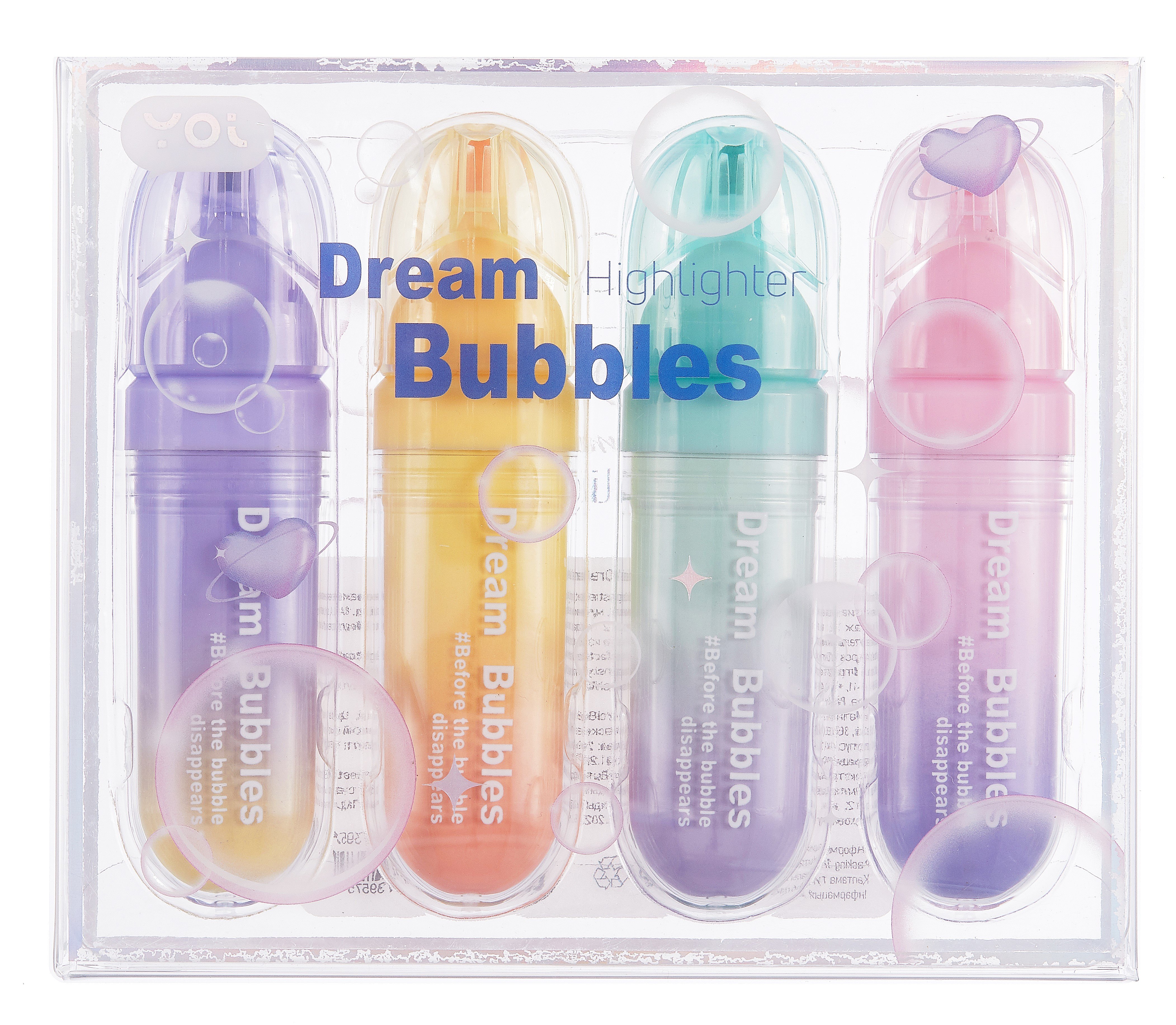 

Текстовыделители 04шт "Dream bubbles" пвх бокс, Yoi