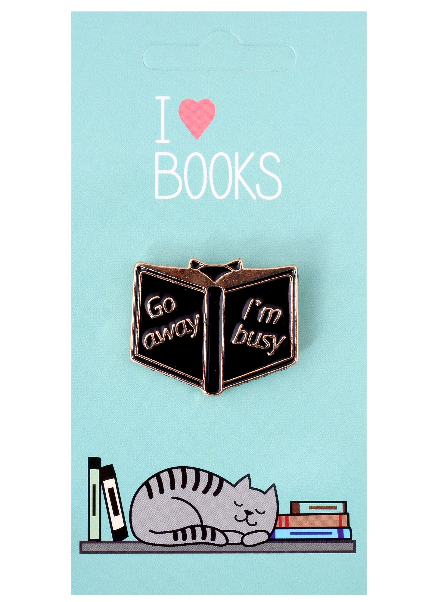 

Значок I love books Котик с книгой Go Away Im Busy (металл)