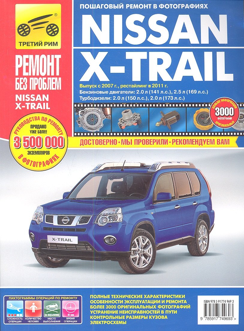 

Nissan X-Trail. Выпуск с 2007 г., рейстайлинг в 2011 г.: Руководство по эксплуатации, техническому обслуживанию и ремонту