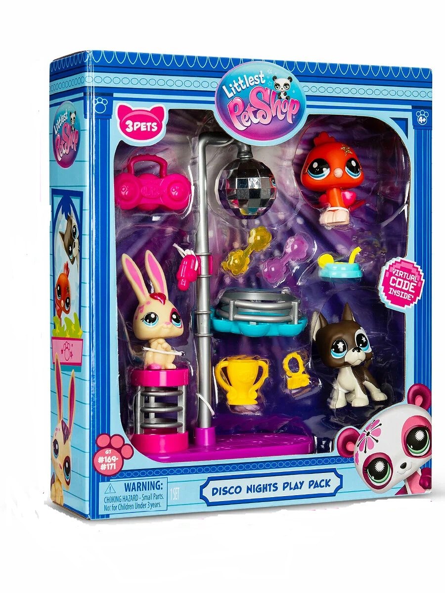 Набор quotДискотека quot три фигурки мини-животных с аксессуарами коллекция Littlest Pet Shop 3303₽