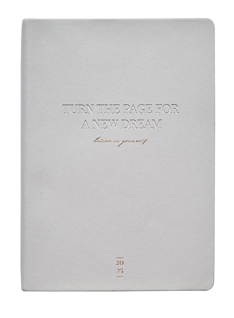 

Ежедневник дат. 2025г. А5 176л "Cozy" серый, иск.кожа, мягк.переплет, блинт.тиснение, тисн.фольгой, ляссе