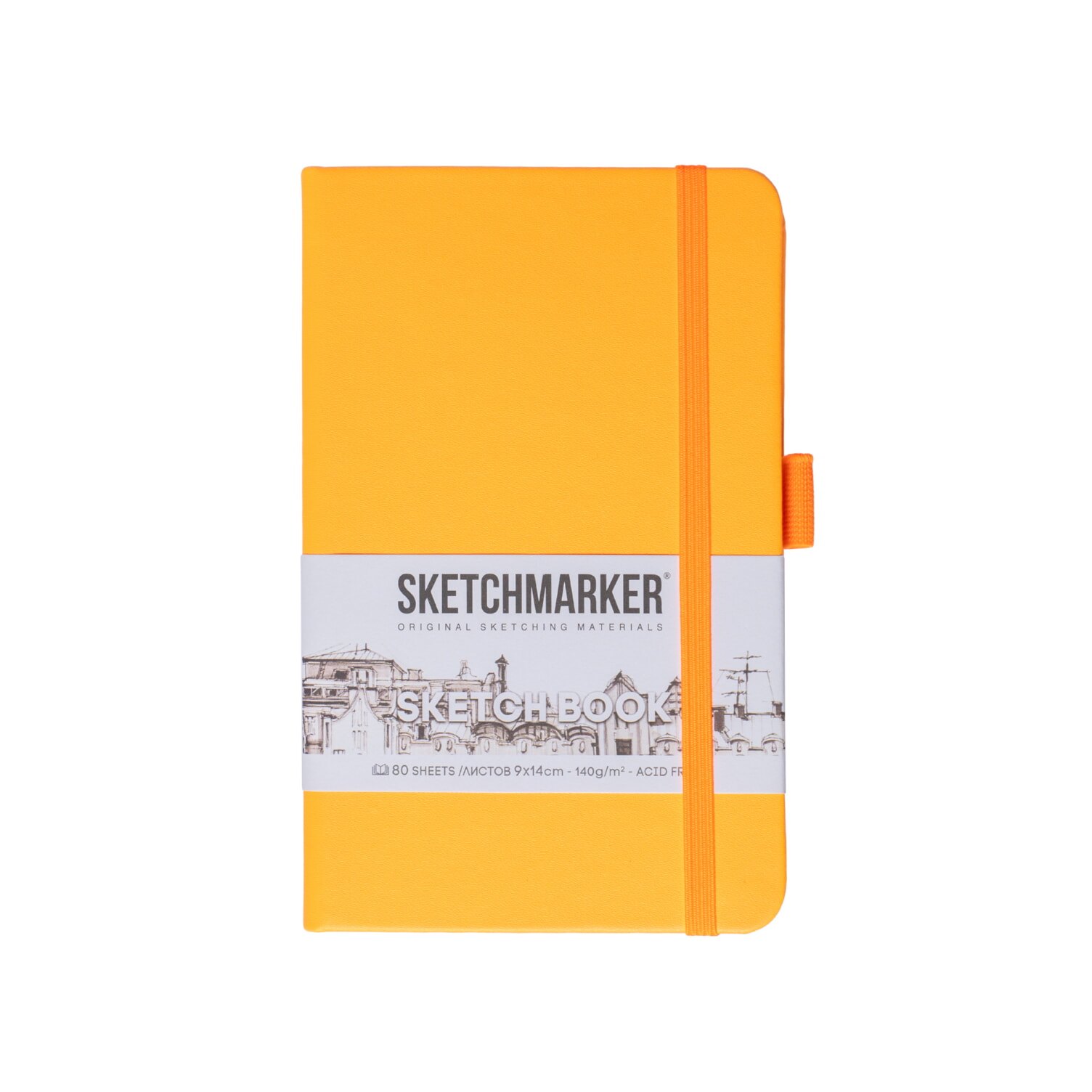 

Скетчбук 9*14 80л "Sketchmarker" оранжевый неон, 140г/м2, слоновая кость, тв.обл.