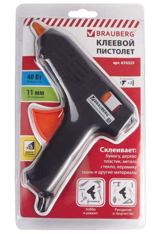 

Клеевой пистолет "Brauberg" 40 Вт + 2 стержня 11 мм