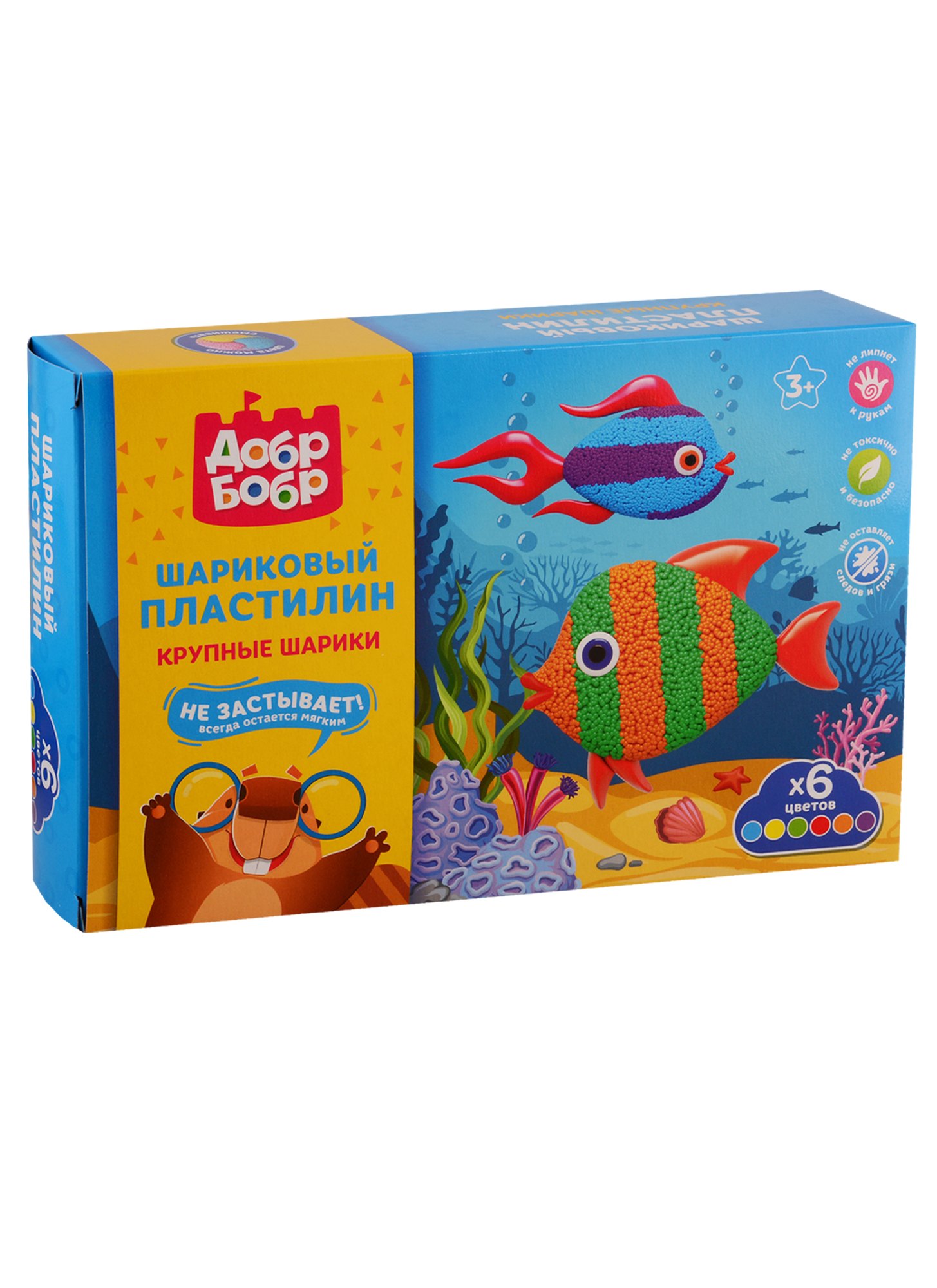 

Шариковый пластилин ДобрБобр Крупные шарики (6 цв.) НШКНЗ6