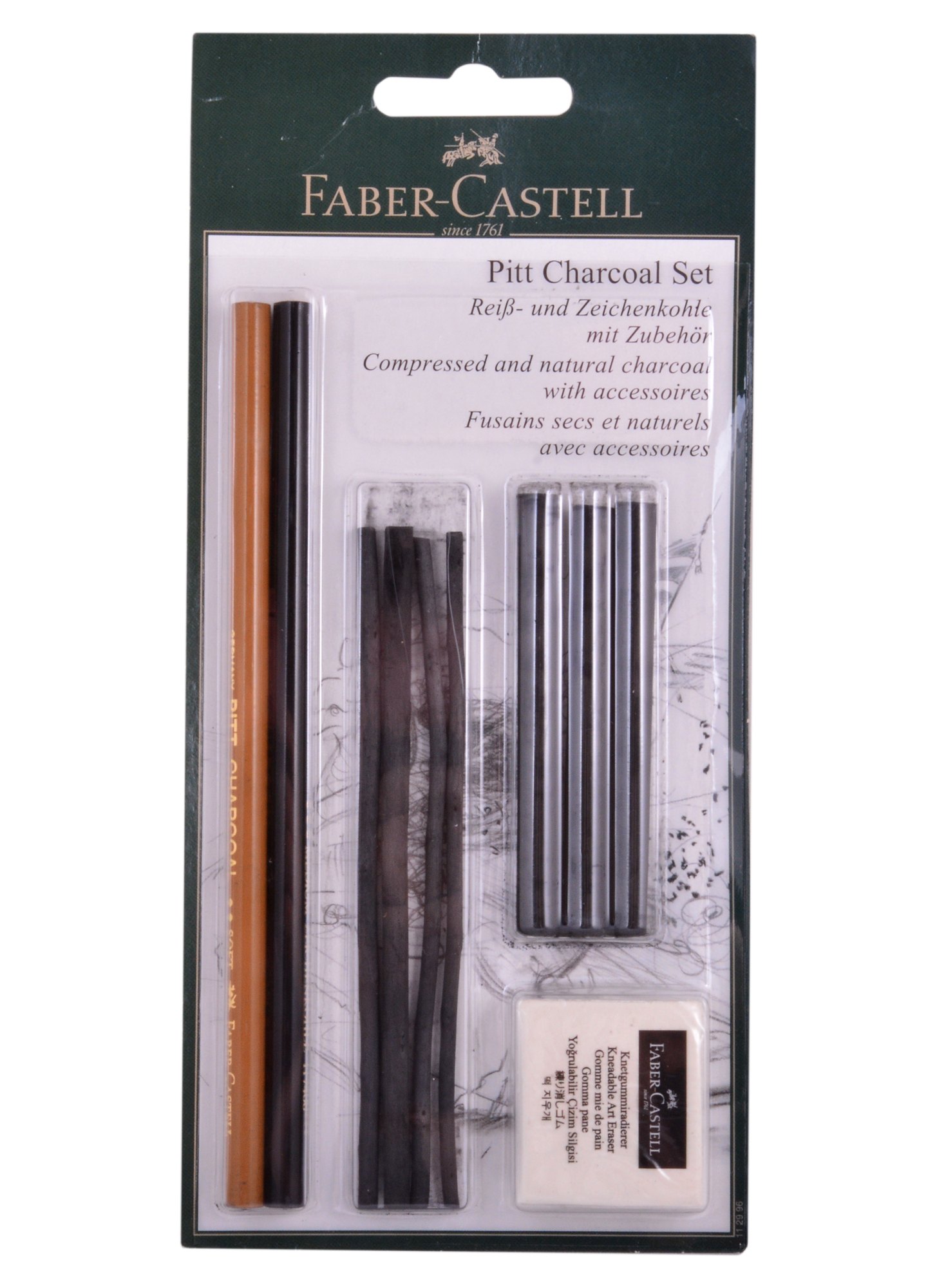 

Карандаши угольные"Pitt Charcoal" 10 предметов, блистер, Faber-Castell