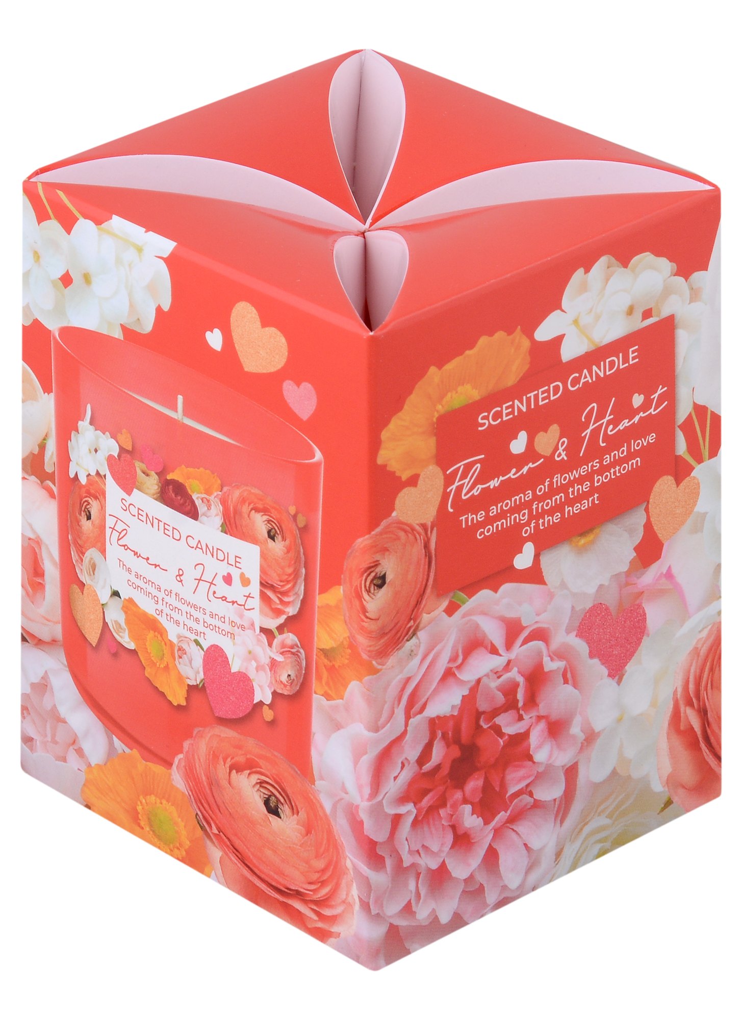 

Ароматизированная свеча в стакане Цветок и сердца (Flower & Hearts) (150гр) (подарочная упаковка)