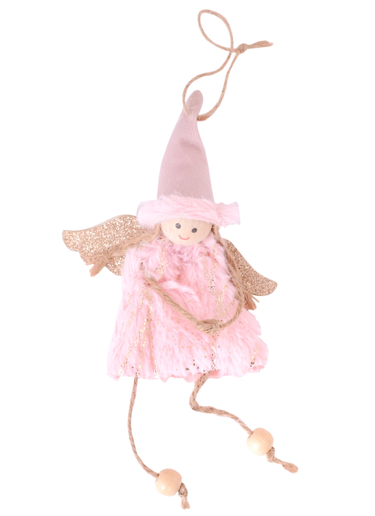 Новогоднее подвесное украшение Ангел в розовом пластик 10x9 88507 449₽